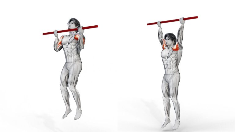 Image of how to do a weighted barbell chin up exercise