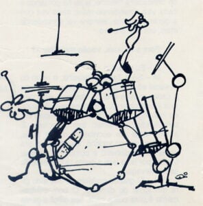 It's Not The Gear's Fault 1 Charge da primeira bateria da banda Estlio Livre... Note o prato pendurado no teto... e1587405777632