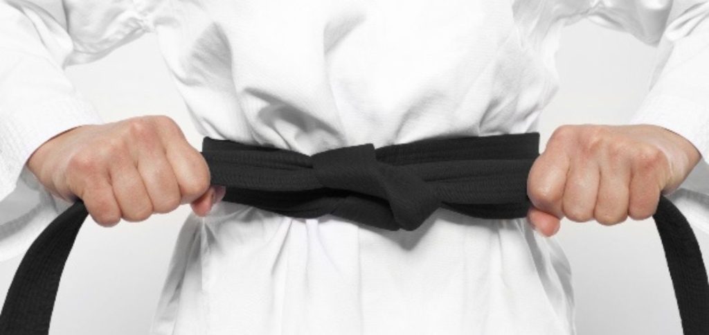 Image of a black Karate belt representing the highest karate belt color and level