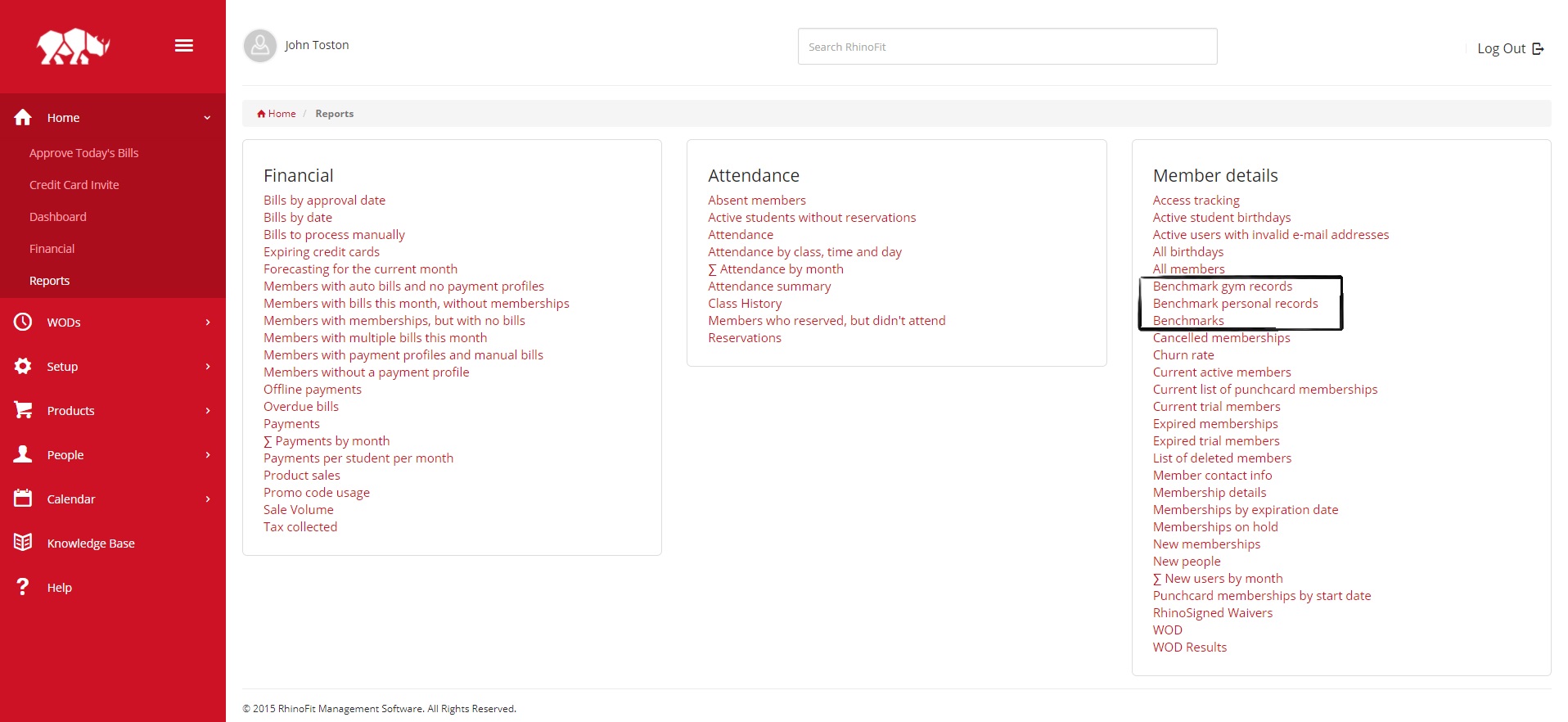 under home select reports and see benchmark reports