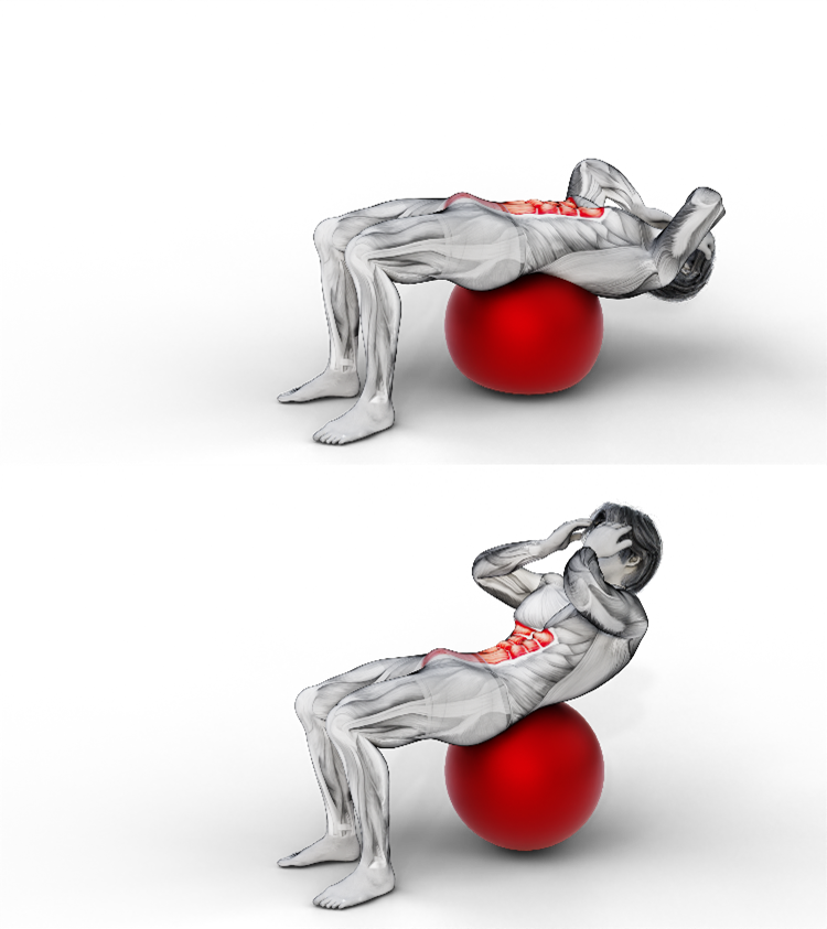 Image of the stability ball crunch core exercise