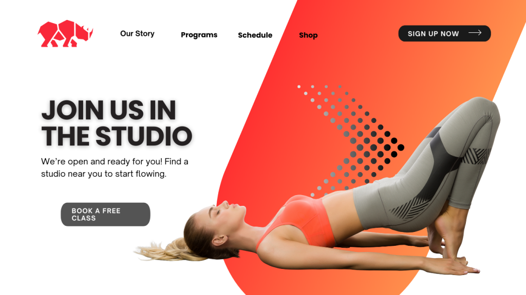 Example of a Yoga Website Template representing one of our gym websites designed by RhinoFit