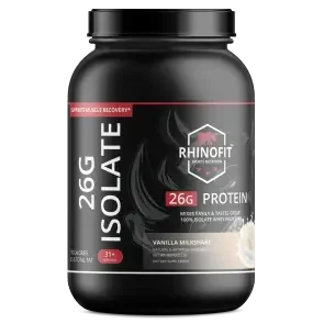 Bottle of Isolate protien from RhinoFit sports nutrition