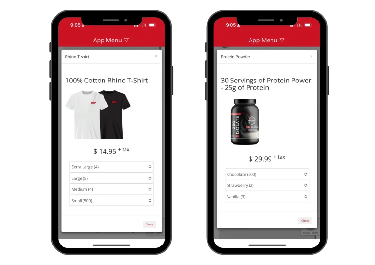 Image displaying RhinoFit's Product Store on Fitness Apps