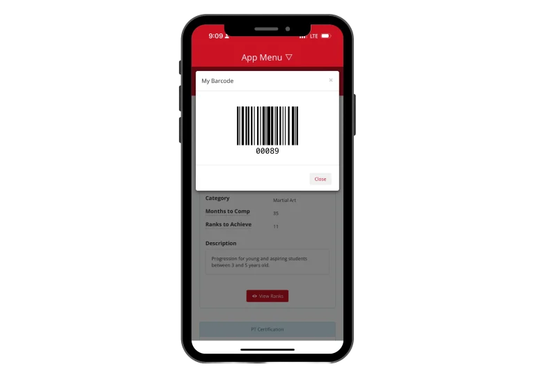 Fitness app bar code that tracks gym access