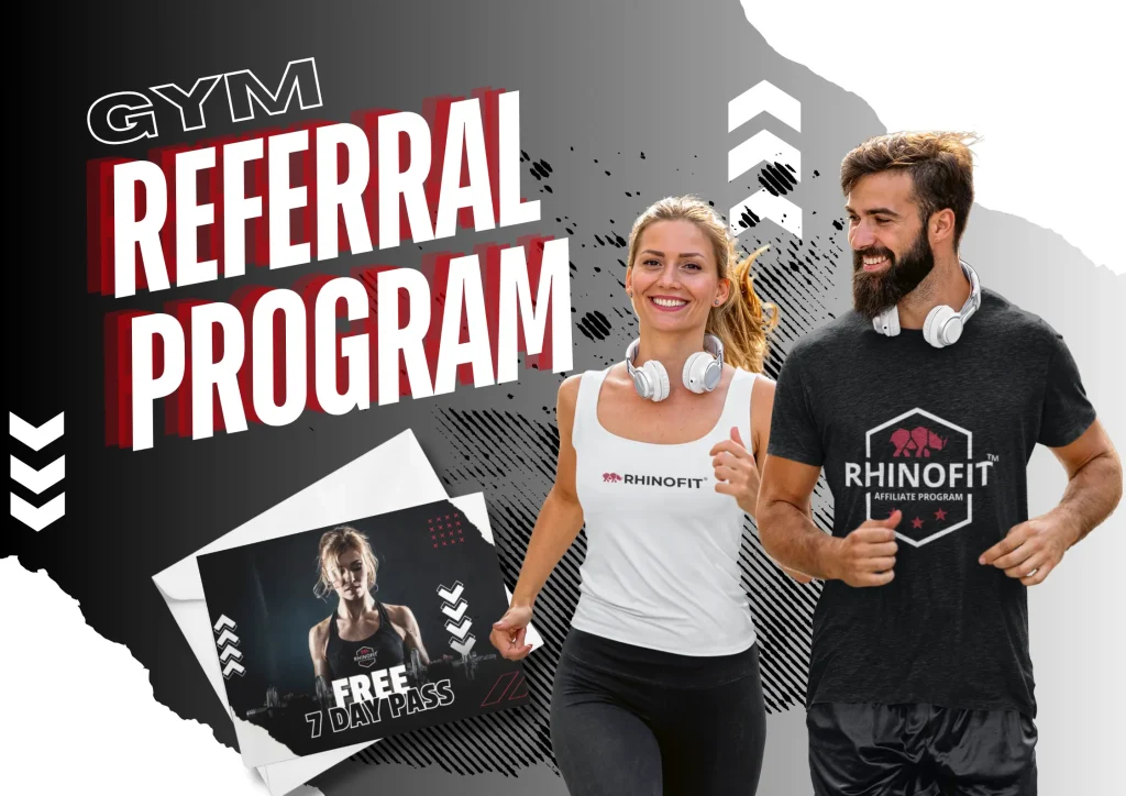 Image of a man and woman running and a gym referral program email template