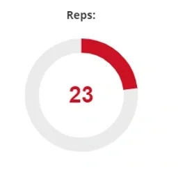 Display of control used to set reps during a workout